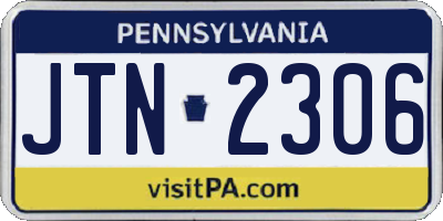 PA license plate JTN2306