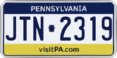 PA license plate JTN2319