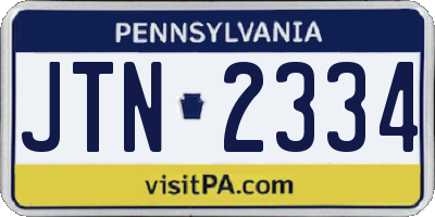 PA license plate JTN2334