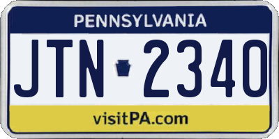 PA license plate JTN2340