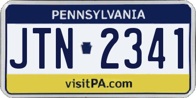 PA license plate JTN2341
