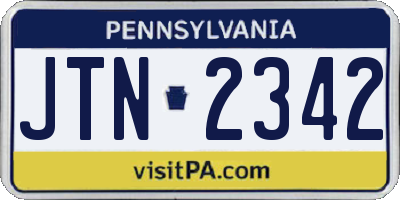 PA license plate JTN2342