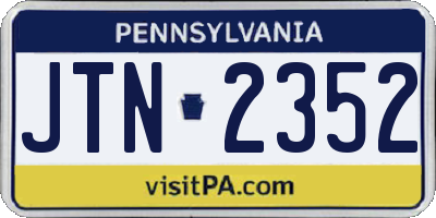 PA license plate JTN2352