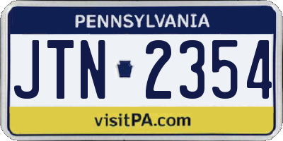 PA license plate JTN2354
