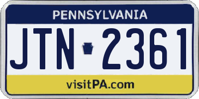 PA license plate JTN2361