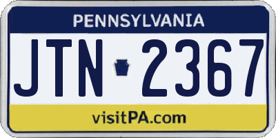 PA license plate JTN2367