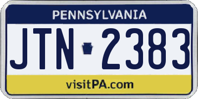 PA license plate JTN2383