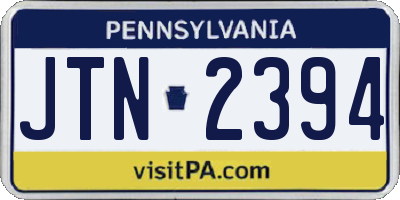 PA license plate JTN2394