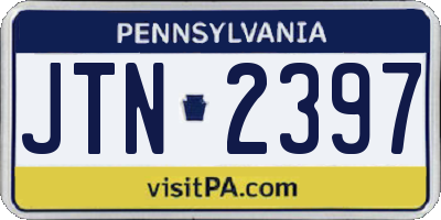 PA license plate JTN2397