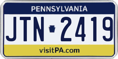 PA license plate JTN2419