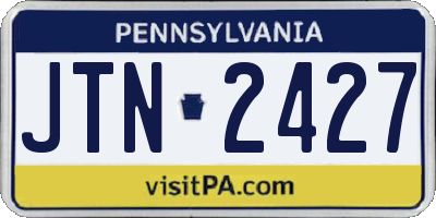 PA license plate JTN2427