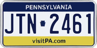 PA license plate JTN2461