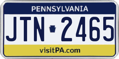 PA license plate JTN2465