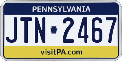 PA license plate JTN2467