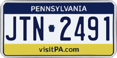 PA license plate JTN2491