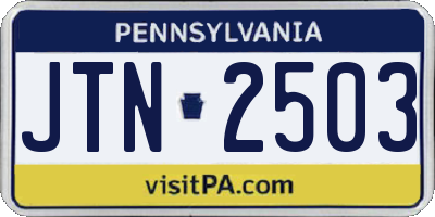 PA license plate JTN2503