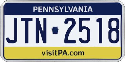 PA license plate JTN2518
