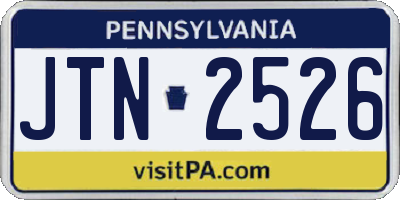 PA license plate JTN2526