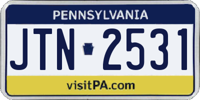 PA license plate JTN2531