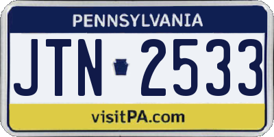 PA license plate JTN2533