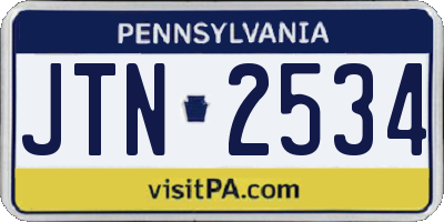 PA license plate JTN2534