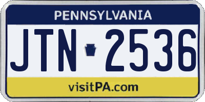 PA license plate JTN2536