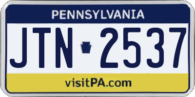 PA license plate JTN2537
