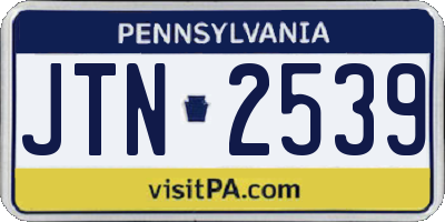 PA license plate JTN2539
