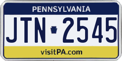 PA license plate JTN2545