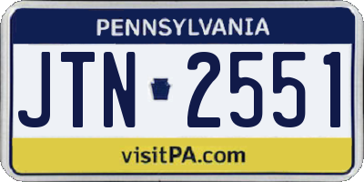 PA license plate JTN2551
