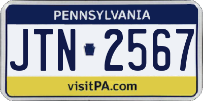 PA license plate JTN2567