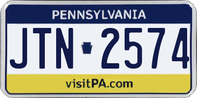 PA license plate JTN2574