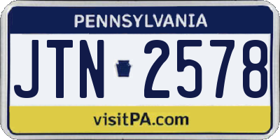 PA license plate JTN2578