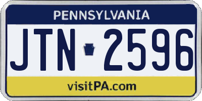 PA license plate JTN2596