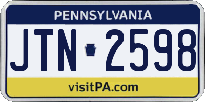PA license plate JTN2598