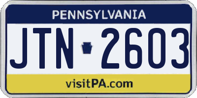 PA license plate JTN2603