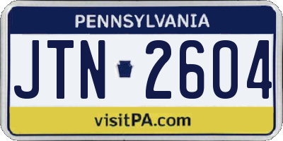 PA license plate JTN2604