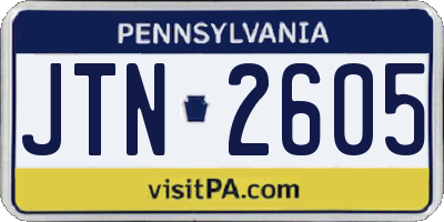 PA license plate JTN2605