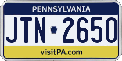 PA license plate JTN2650