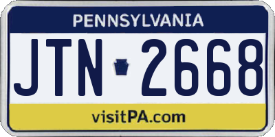 PA license plate JTN2668