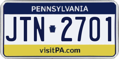 PA license plate JTN2701
