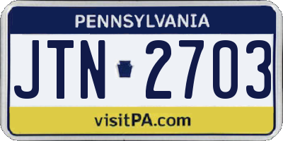 PA license plate JTN2703