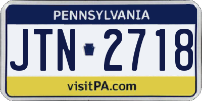 PA license plate JTN2718