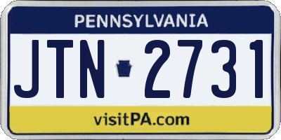 PA license plate JTN2731
