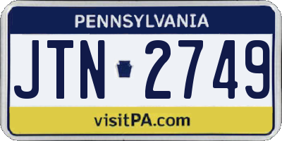 PA license plate JTN2749