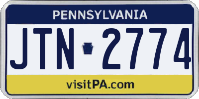 PA license plate JTN2774