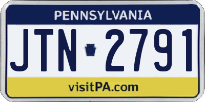 PA license plate JTN2791