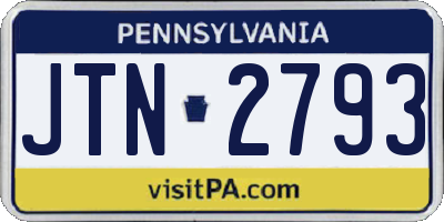 PA license plate JTN2793