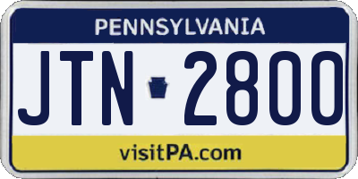 PA license plate JTN2800
