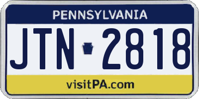PA license plate JTN2818